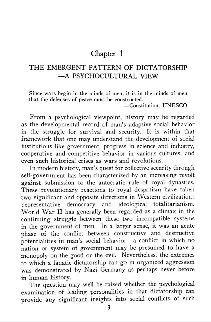 The Psychology of Dictatorship by G. M. Gilbert