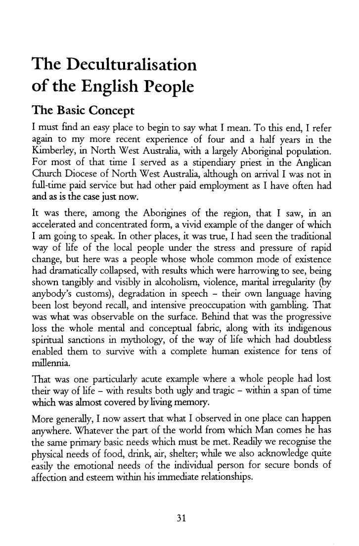 The Deculturisation of the English People by John Lovejoy