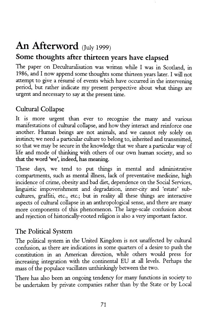 The Deculturisation of the English People by John Lovejoy