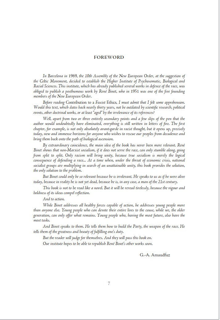 Contribution to a Racist Ethic by Rene Binet