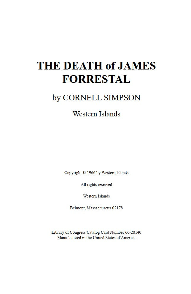 The Death of James Forrestal by Cornell Simpson