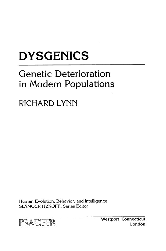 Dysgenics by Richard Lynn
