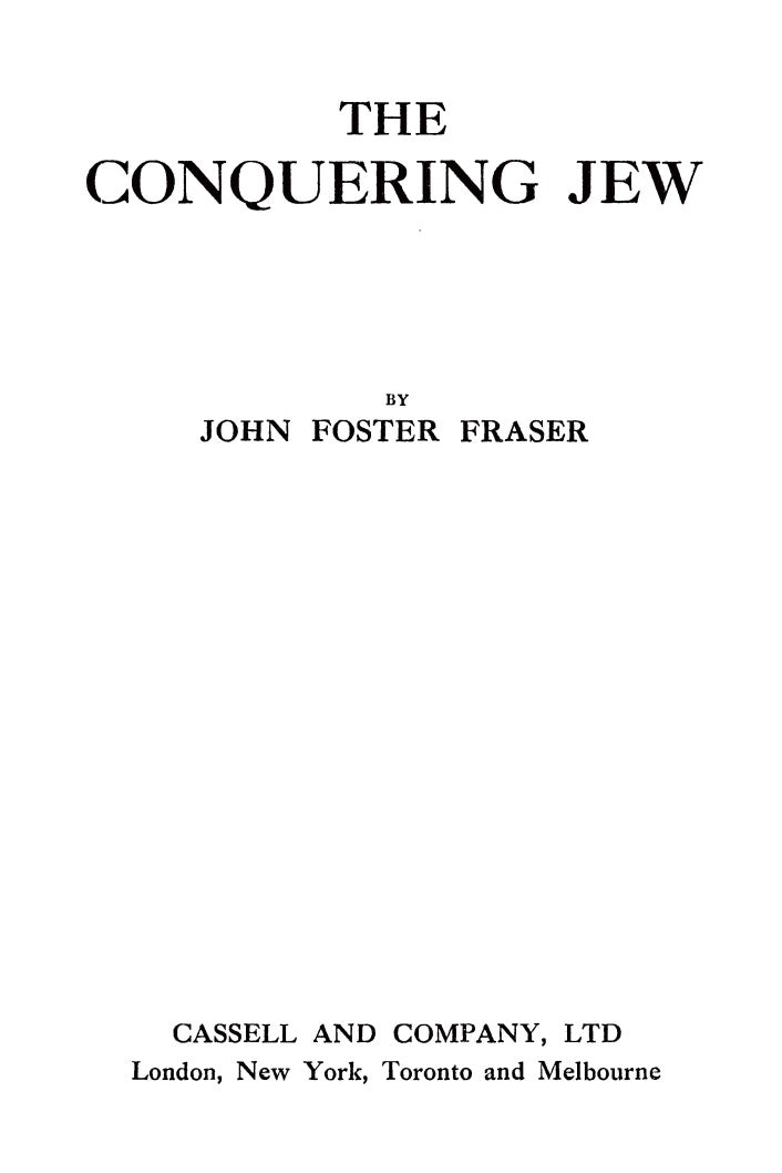 The Conquering Jew by John Foster Fraser