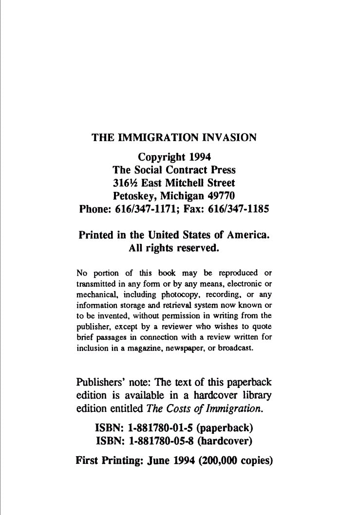 The Immigration Invasion by Wayne Lutton & John Tanton