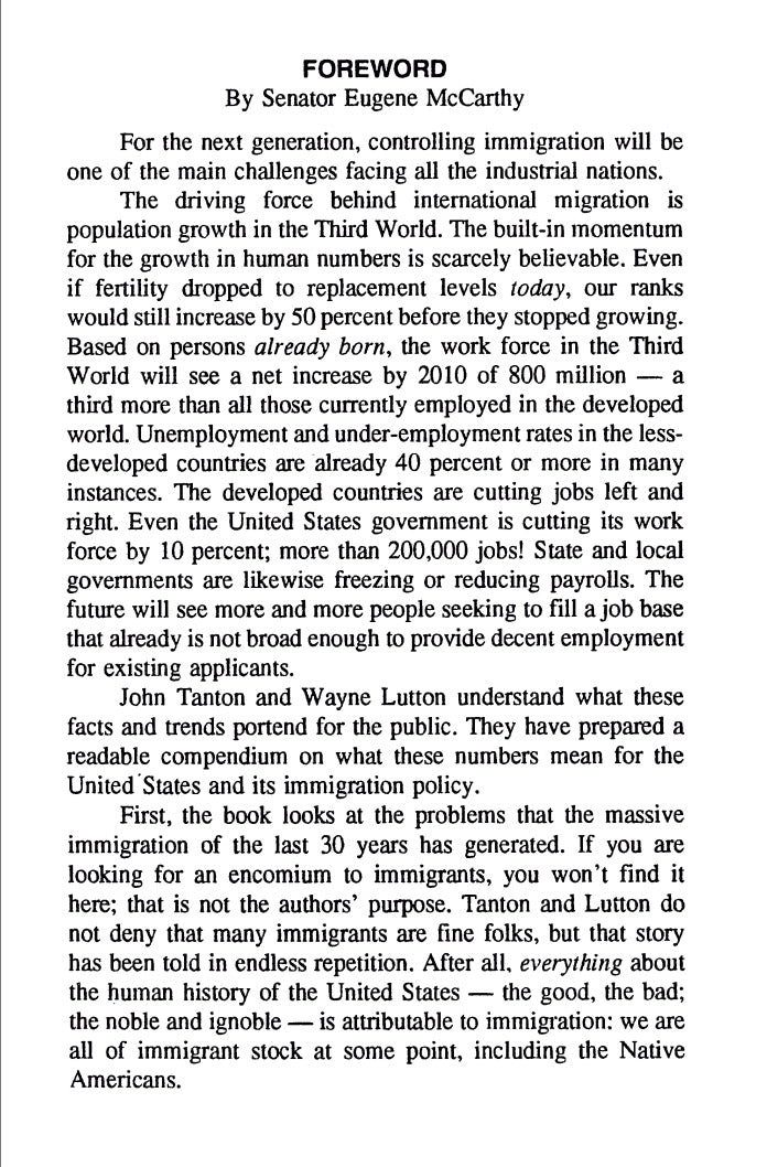 The Immigration Invasion by Wayne Lutton & John Tanton