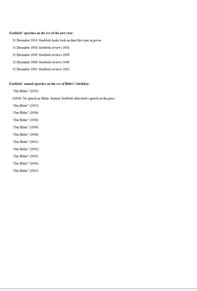 Joseph Goebbels: Articles and Speeches, 1927-1945