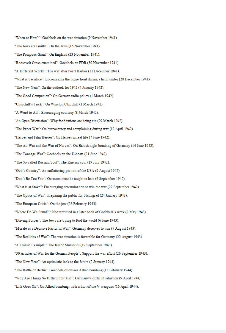Joseph Goebbels: Articles and Speeches, 1927-1945