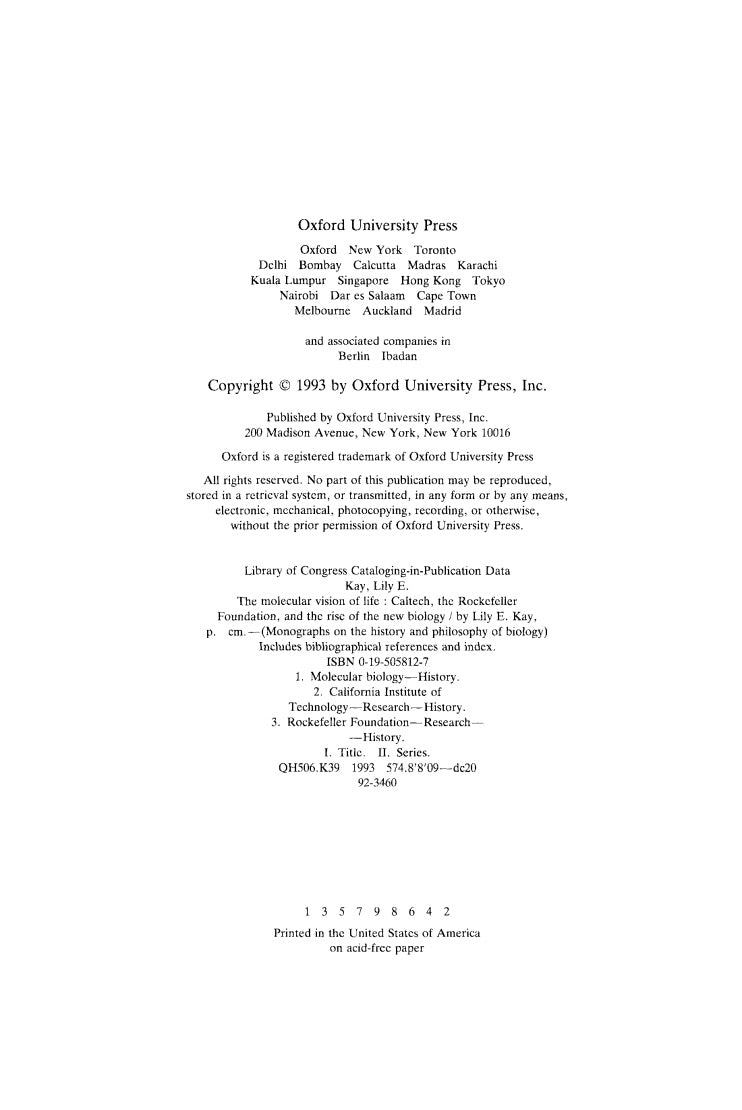 The Molecular Vision of Life by Lily E. Kay