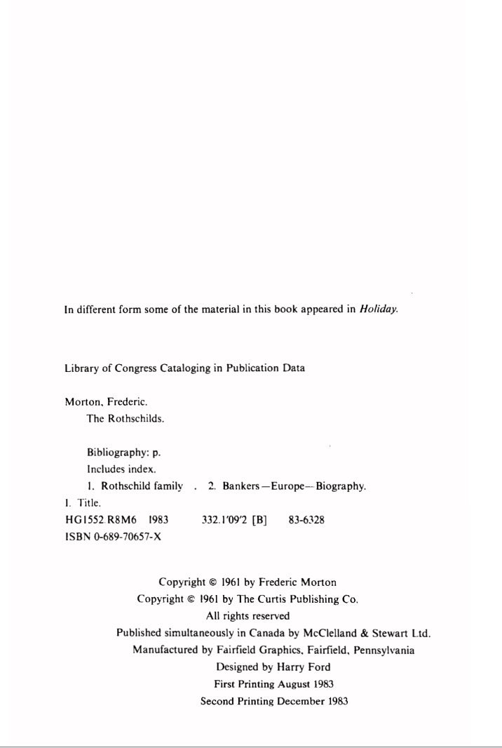 The Rothschilds by Frederic Morton