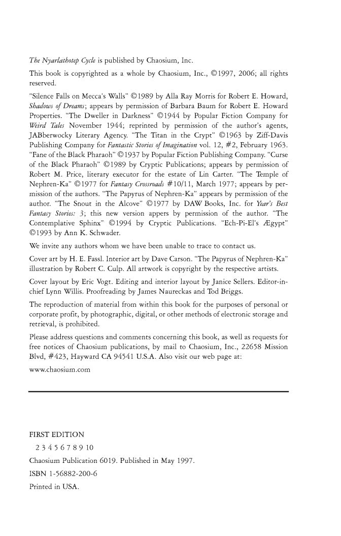 The Nyarlathotep Cycle edited by Robert M. Price