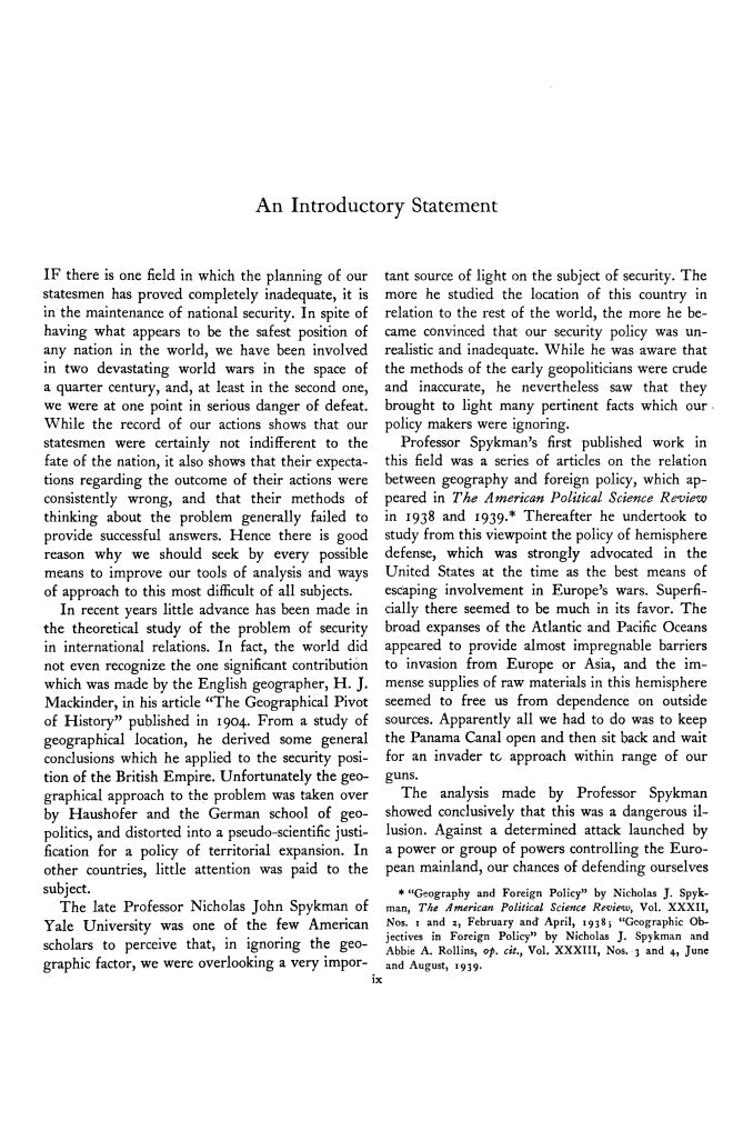 The Geography of the Peace by Nicholas John Spykman