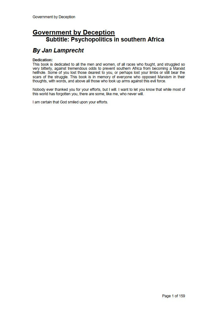 Government by Deception by Jan Lamprecht