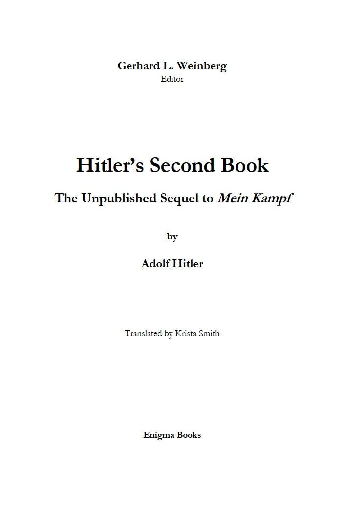 Hitler's Second Book by Adolf Hitler