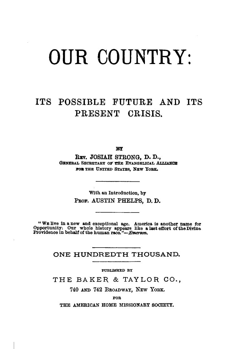Our Country by Rev. Josiah Strong