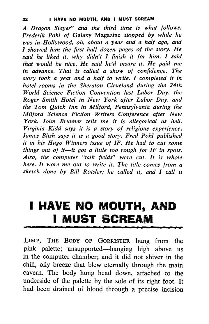 I Have No Mouth & I Must Scream by Harlan Ellison