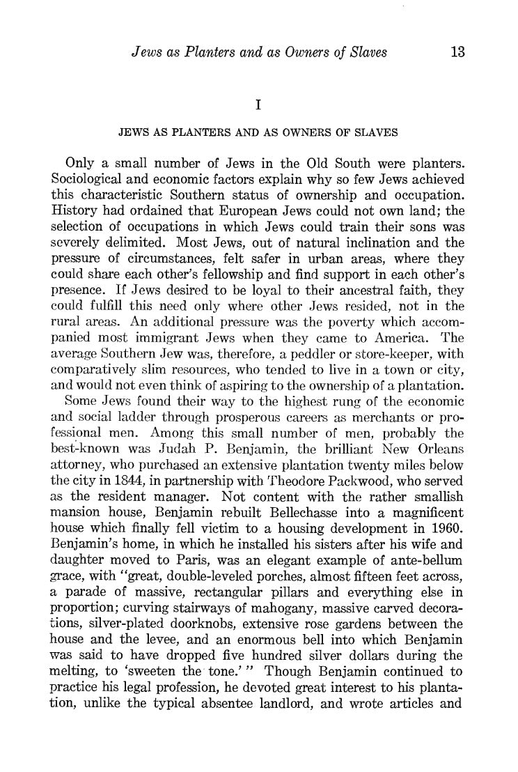 Jews and Negro Slavery in The Old South 1789-1865 by Bertram Wallace Korn