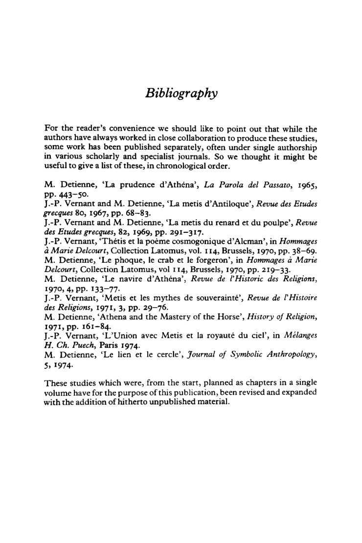 Cunning Intelligence in Greek Culture and Society by Marcel Detienne & Jean-Pierre Vernant