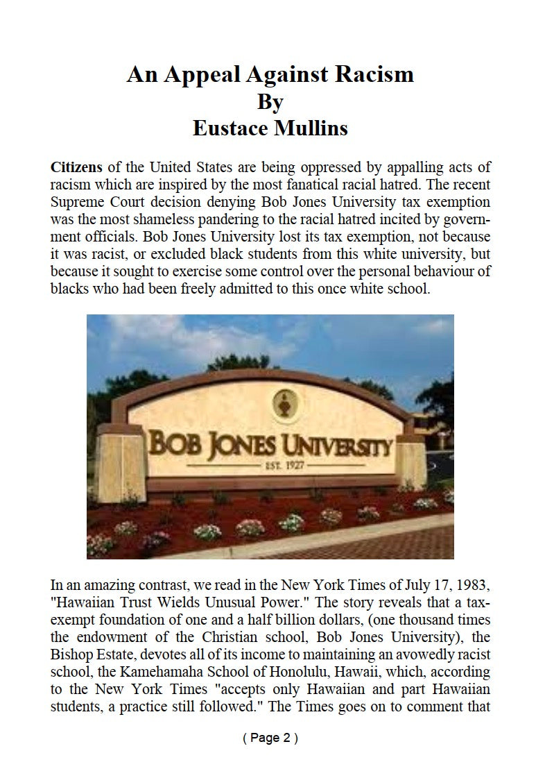 An Appeal Against Racism by Eustace Mullins