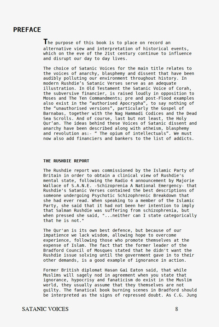 Satanic Voices: Ancient and Modern, David Musa Pidcock (Salman Rushdie, Zionism)